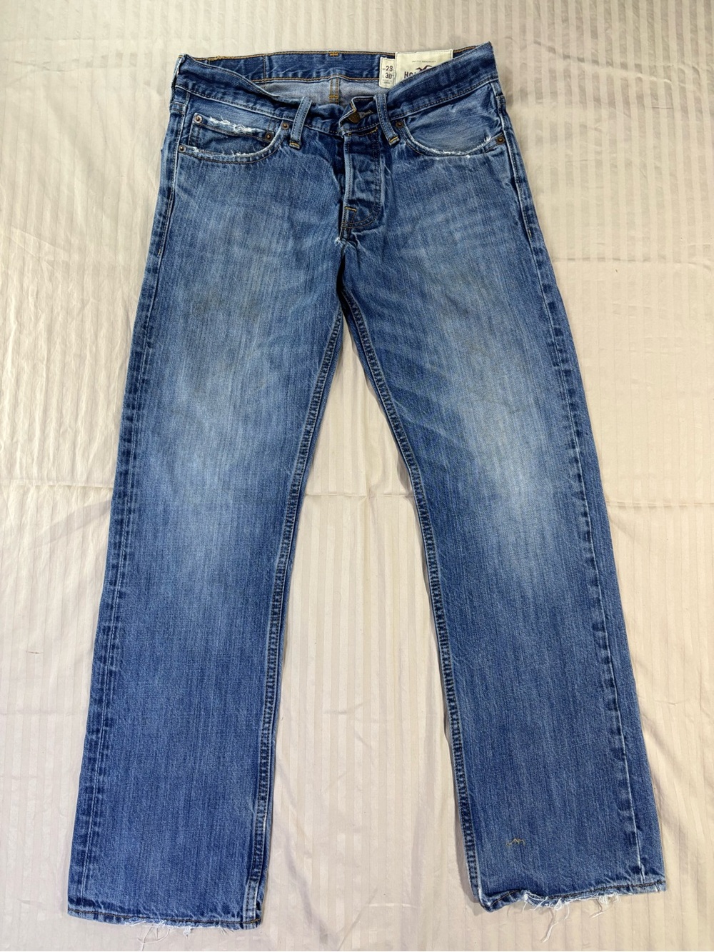Vtg Mens Y2k Hollister Button Fly Balboa Classic Straight 28X30 Jeans Distressed